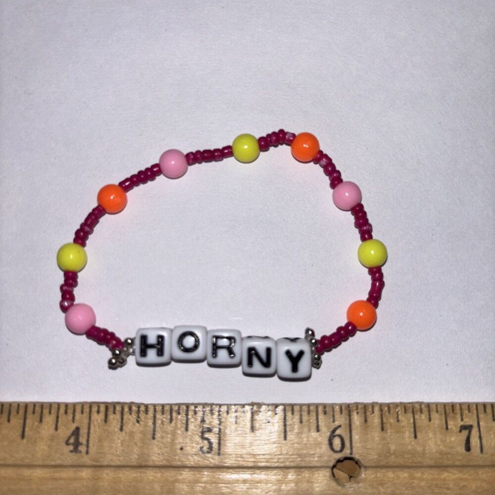 pink and orange Beaded Bracelet Novelty Adult Humor Handmade Accessory